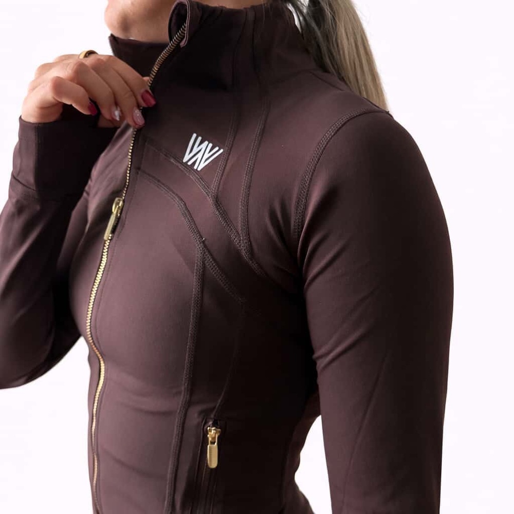 Women's Brown Utility Jacket with Gold Accents